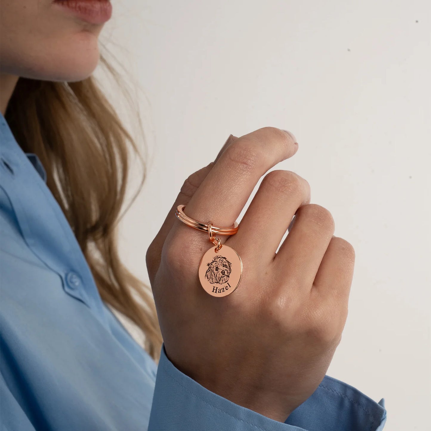 Personlig nøkkelring med kjæledyransikt