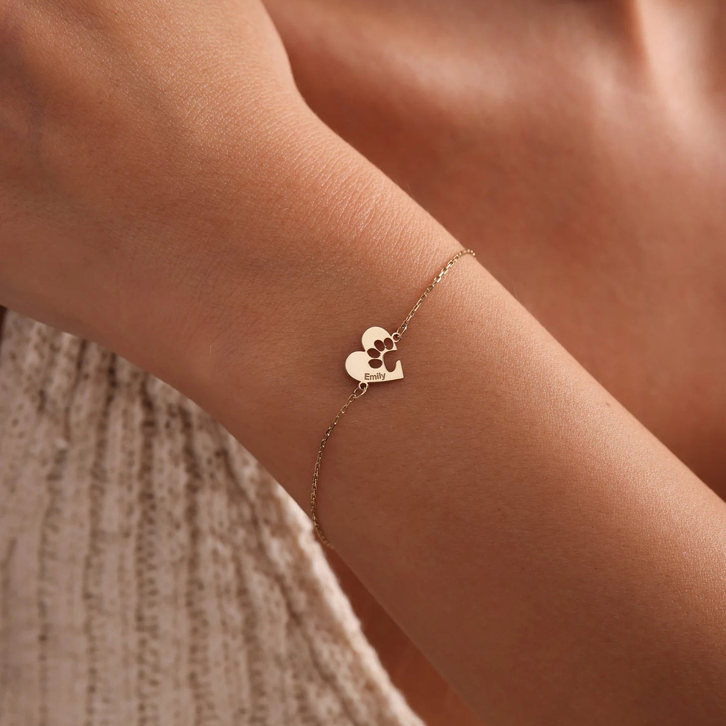 Personlig armbånd med pote og hjerte