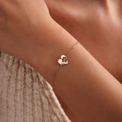 Personlig armbånd med pote og hjerte