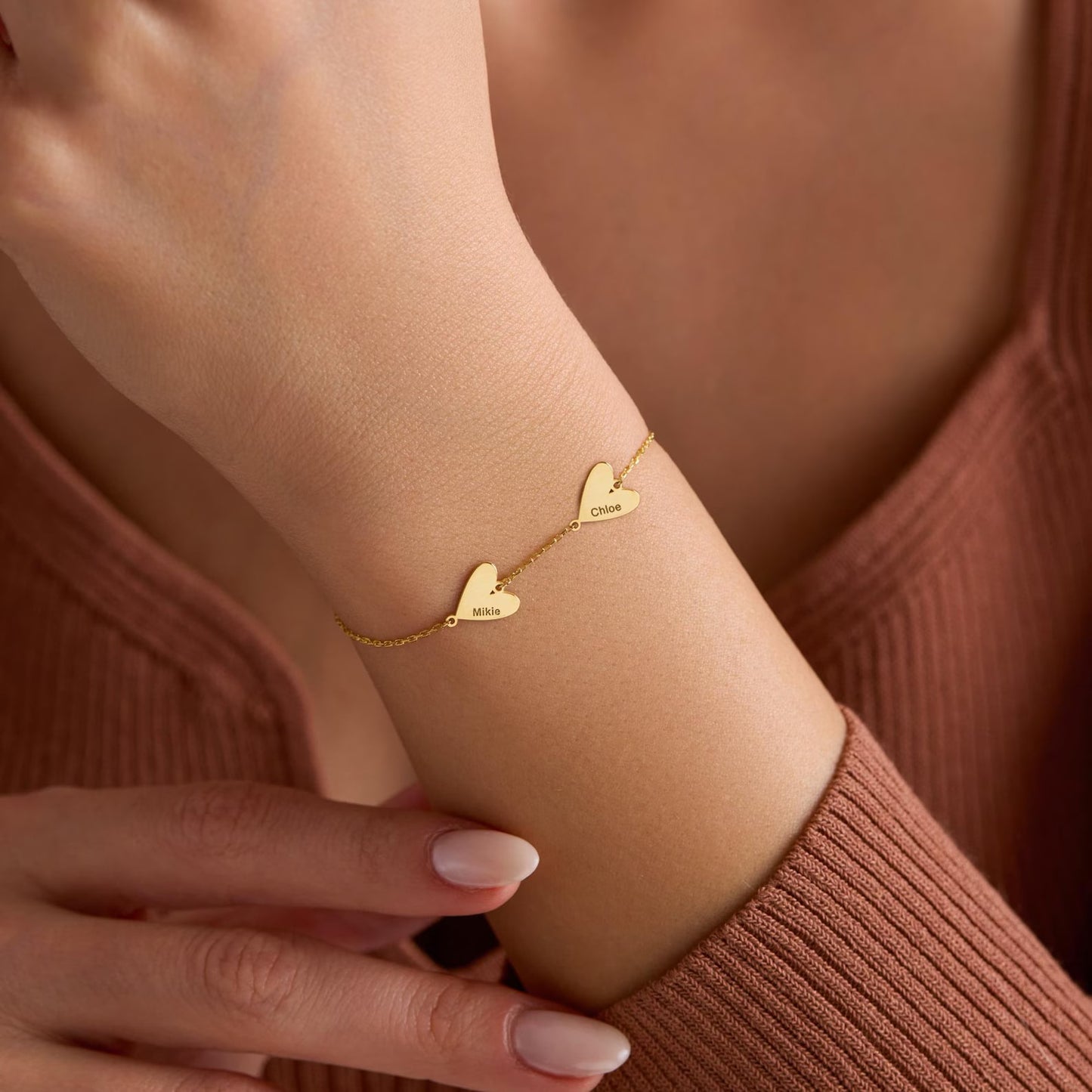 Personlig gravert hjertearmbånd
