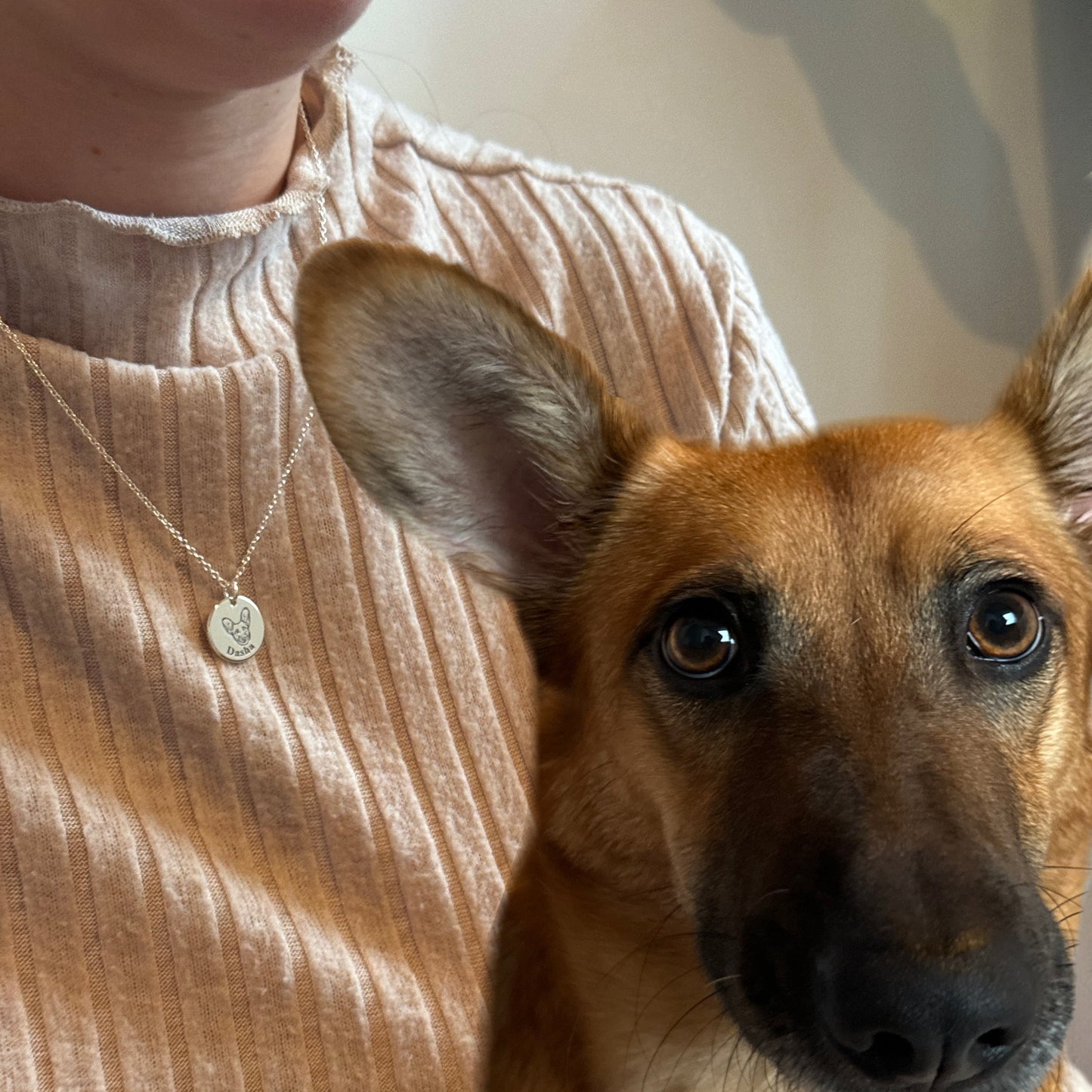 Personlig halskjede med kjæledyransikt