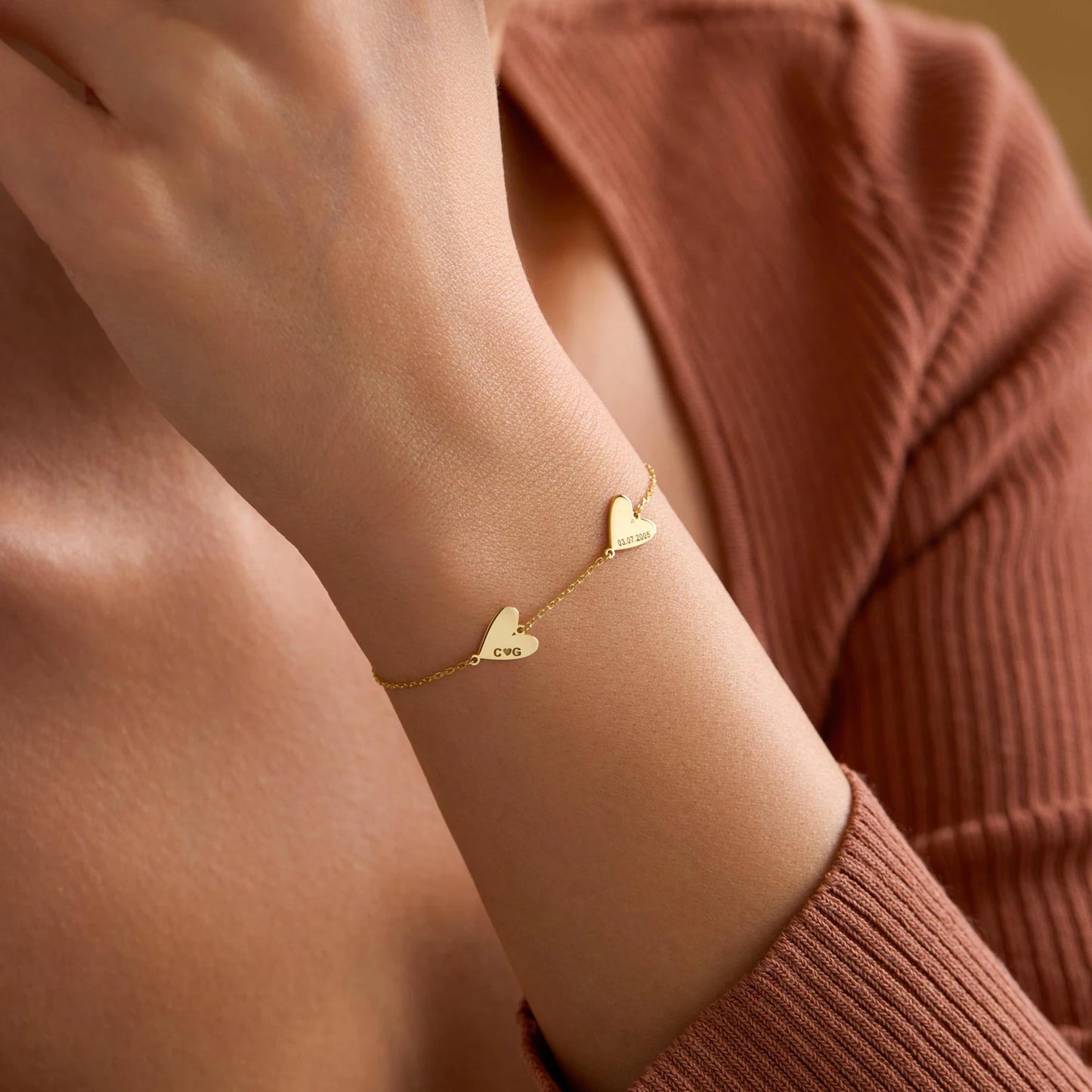 Personlig gravert hjertearmbånd