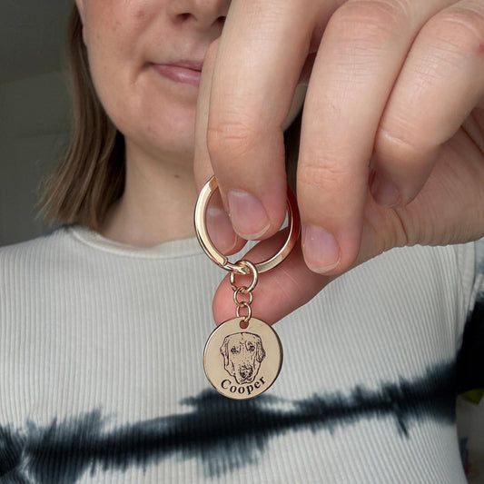 Personlig nøkkelring med kjæledyransikt