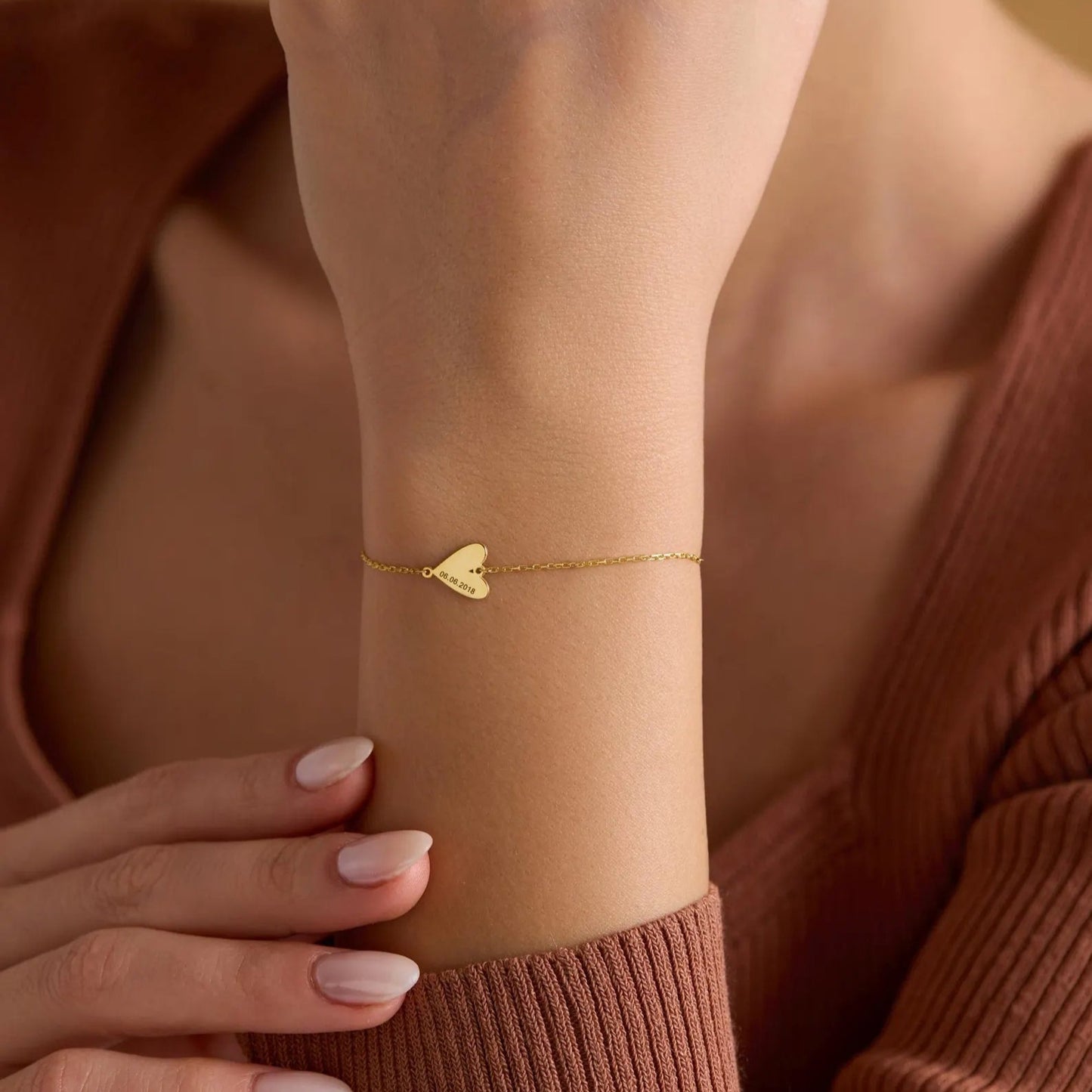 Personlig gravert hjertearmbånd