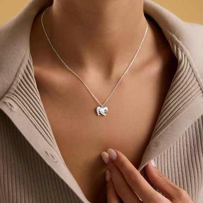 Personlig halskjede med pote og hjerte