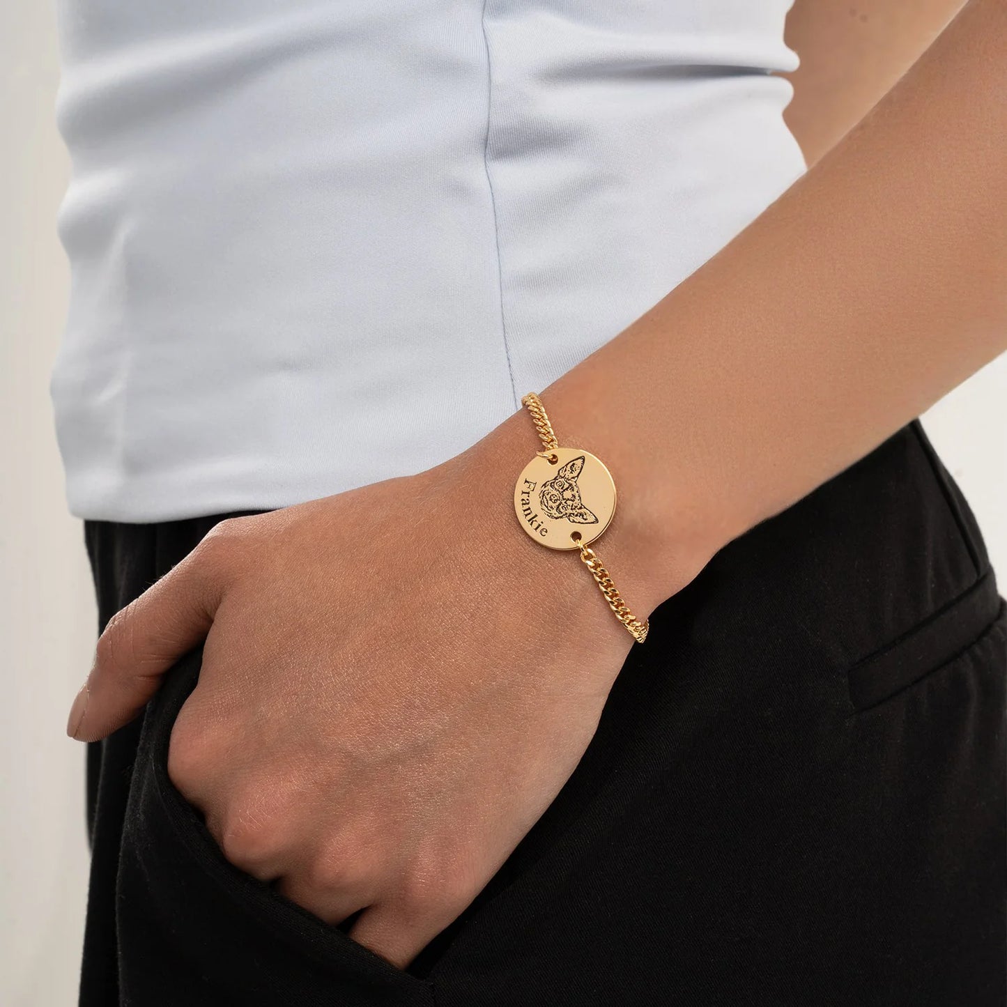 Personlig armbånd med kjæledyransikt