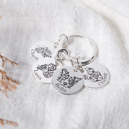 Personlig nøkkelring med kjæledyransikt